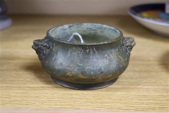 A Chinese bronze censer length 13cm